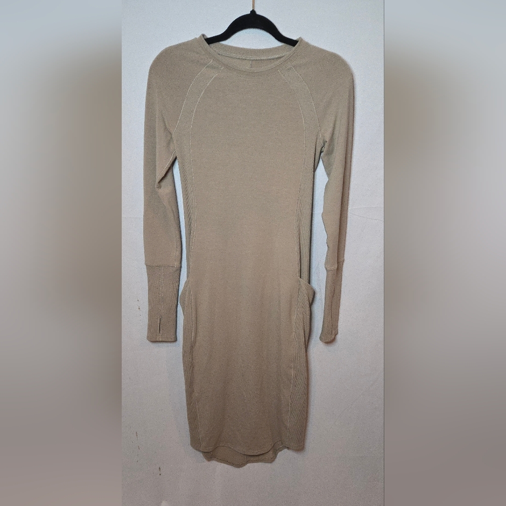 Lululemon Om And On Beige Tan Long Sleeve Dress Women's Small - Picture 2 of 8